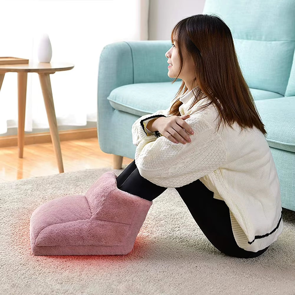 Electric Foot Warmer USB Charging Foot Heating Pad Comfort Fleece Suede Cushion Foot Heater Couple Slippers for Bedroom Sleeping