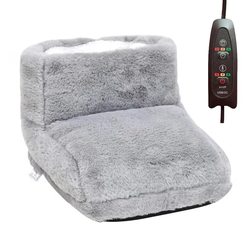 USB Electric Foot Warmer Plush Heating Slippers Thermostatic Shoes Winter Feet Heater for Home Bedroom Sleeping Thermal