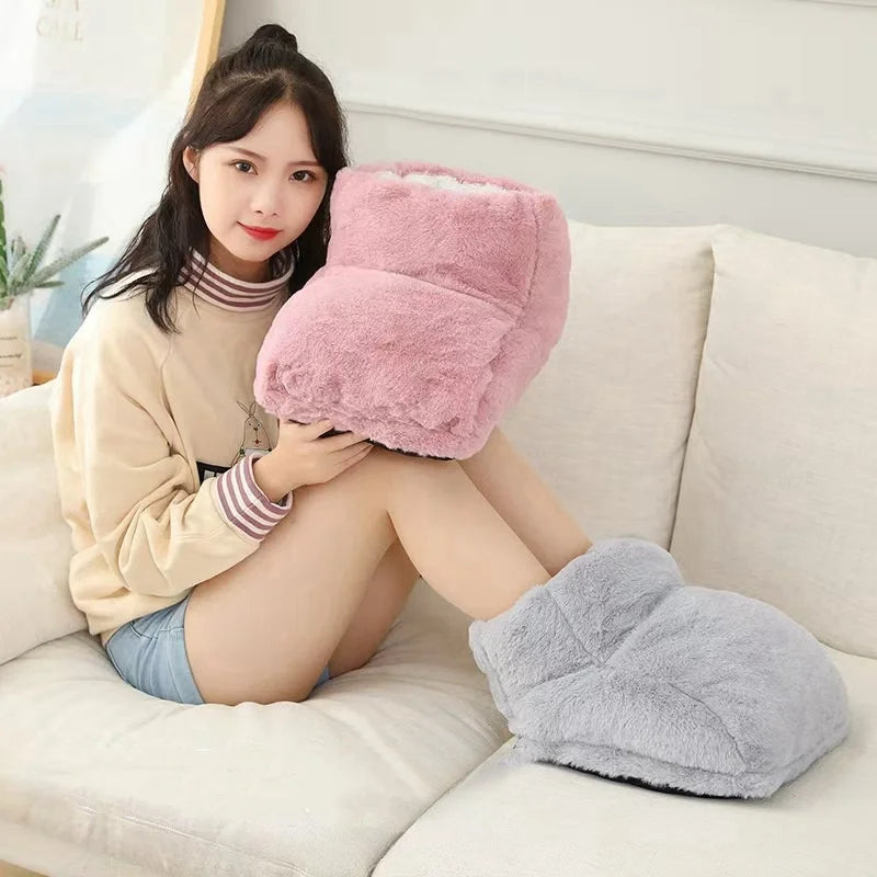 USB Electric Foot Warmer Plush Heating Slippers Thermostatic Shoes Winter Feet Heater for Home Bedroom Sleeping Thermal